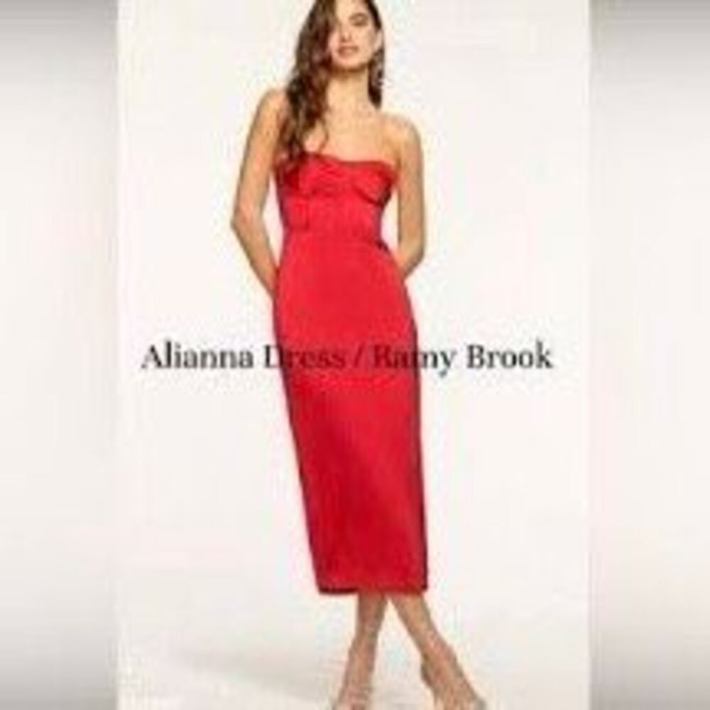NWT Ramy Brook “Alianna” midi strapless dress in soirée red Size 2